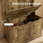 28 Vestiaire d'entrée 3-en-1 avec banc de rangement, porte-manteau à quatre crochets et rangement à chaussures, gris