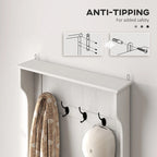 28 Vestiaire d'entrée 3-en-1 avec banc de rangement, porte-manteau à quatre crochets et rangement à chaussures, gris