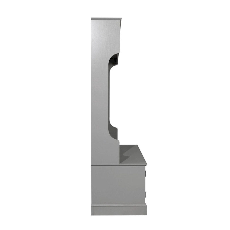 Porte-manteau d'entrée 4 patères avec banc de rangement et casiers supérieurs