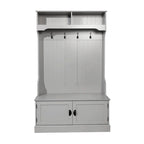 Porte-manteau d'entrée 4 patères avec banc de rangement et casiers supérieurs