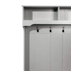 Porte-manteau d'entrée 4 patères avec banc de rangement et casiers supérieurs