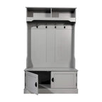 Porte-manteau d'entrée 4 patères avec banc de rangement et casiers supérieurs