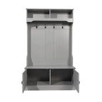 Porte-manteau d'entrée 4 patères avec banc de rangement et casiers supérieurs