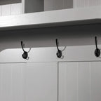 Porte-manteau d'entrée 4 patères avec banc de rangement et casiers supérieurs