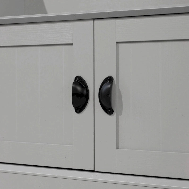 Porte-manteau d'entrée 4 patères avec banc de rangement et casiers supérieurs