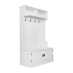 Porte-manteau d'entrée 4 patères avec banc de rangement et casiers supérieurs
