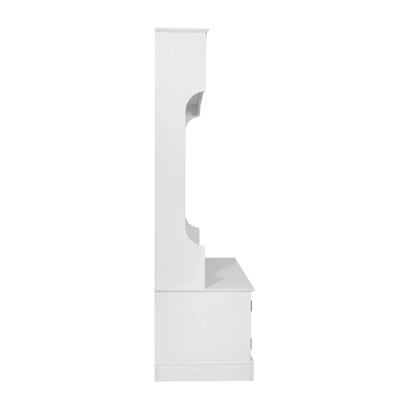 Porte-manteau d'entrée 4 patères avec banc de rangement et casiers supérieurs