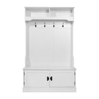Porte-manteau d'entrée 4 patères avec banc de rangement et casiers supérieurs