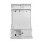 Porte-manteau d'entrée 4 patères avec banc de rangement et casiers supérieurs