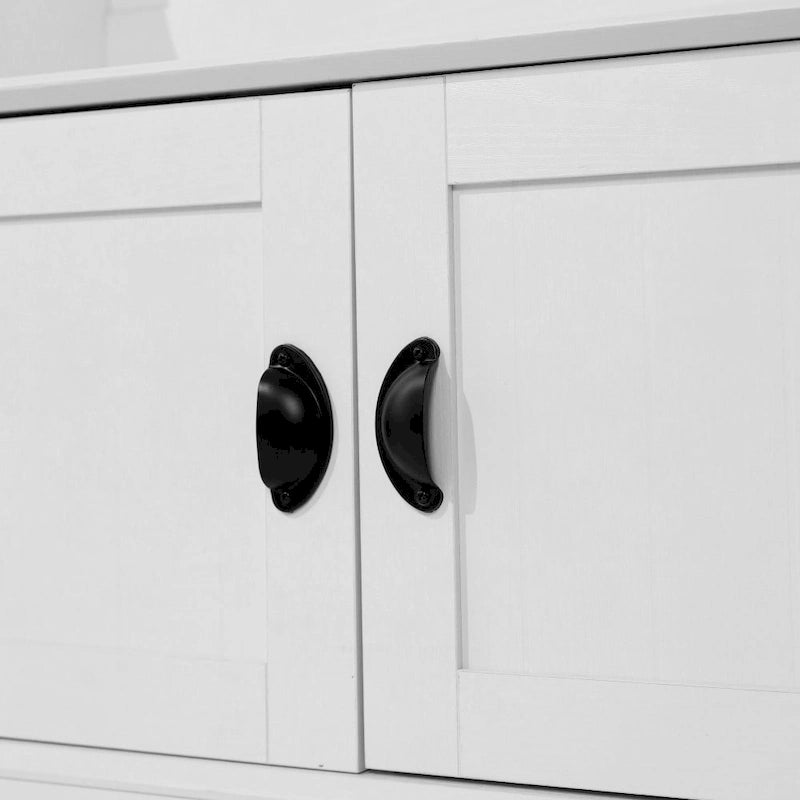 Porte-manteau d'entrée 4 patères avec banc de rangement et casiers supérieurs