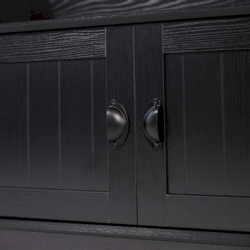Porte-manteau d'entrée 4 patères avec banc de rangement et casiers supérieurs