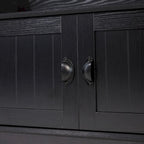 Porte-manteau d'entrée 4 patères avec banc de rangement et casiers supérieurs
