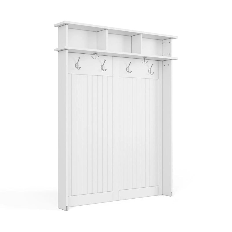 Meuble d'entrée en bois massif avec rangement à chaussures et 2 bacs