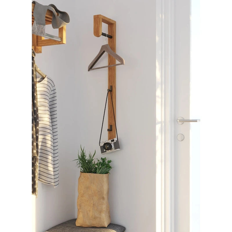 Scandinavian Solid Oak Coat Rack