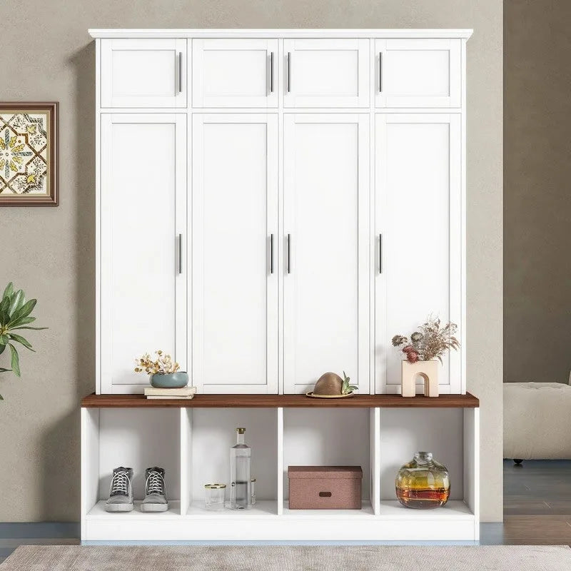 Meuble d'entrée multifonctionnel avec plusieurs espaces de rangement