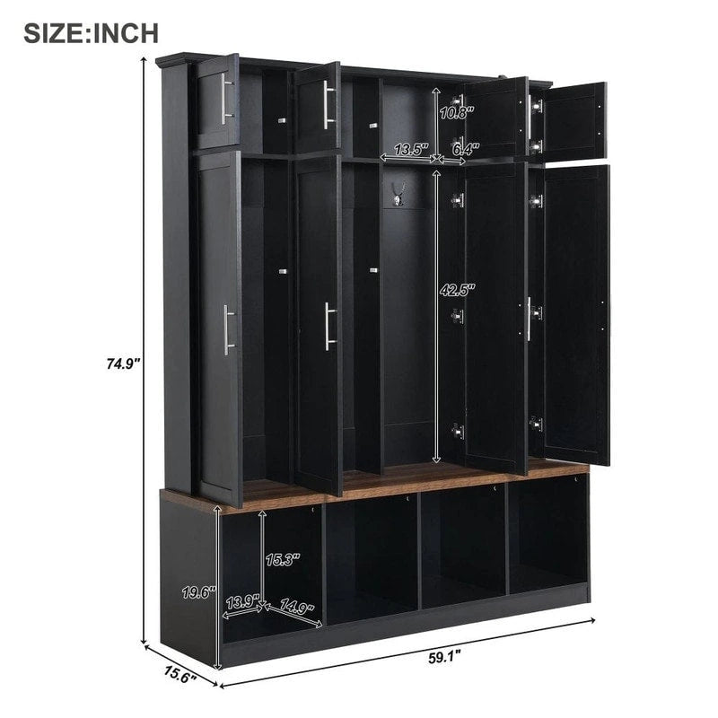 Meuble d'entrée multifonctionnel avec plusieurs espaces de rangement