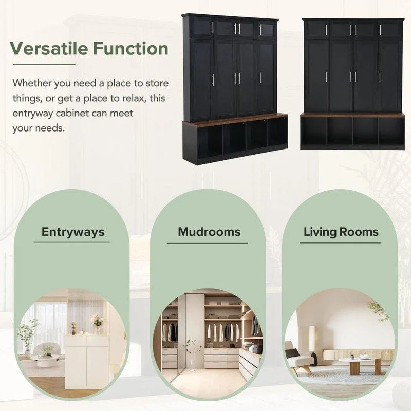 Meuble d'entrée multifonctionnel avec plusieurs espaces de rangement