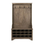 Grey Entryway Hall Tree Shoe Cubbie Coat Rack - 68 H x 38 W x 15.5 D