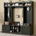 Meuble d'entrée 4 en 1 multifonctionnel avec porte-manteau et casiers à chaussures