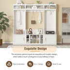 Meuble d'entrée 4 en 1 multifonctionnel avec porte-manteau et casiers à chaussures