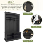 Meuble d'entrée multifonctionnel de 120 cm de large avec rangement à chaussures et 3 patères
