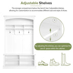 Meuble d'entrée multifonctionnel de 120 cm de large avec rangement à chaussures et 3 patères