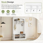 Meuble d'entrée multifonctionnel de 120 cm de large avec rangement à chaussures et 3 patères