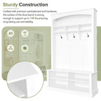 Meuble d'entrée multifonctionnel de 120 cm de large avec rangement à chaussures et 3 patères