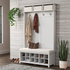 John Louis Home Solid Wood Hall Tree with Shoe Storage