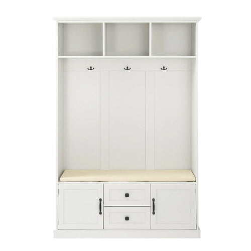 3-in-1 Design Hall Tree with 3 Hooks and Storage Bench - 47.24W x 70.9H x 15.74D