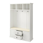 Porte-manteau d'entrée 3-en-1 avec 3 patères et banc de rangement - 120 l x 180 h x 40 P cm