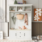 Porte-manteau d'entrée 3-en-1 avec 3 patères et banc de rangement - 120 l x 180 h x 40 P cm