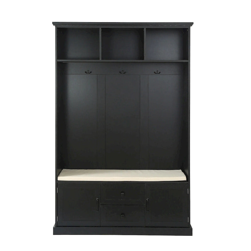 Porte-manteau d'entrée 3-en-1 avec 3 patères et banc de rangement - 120 l x 180 h x 40 P cm