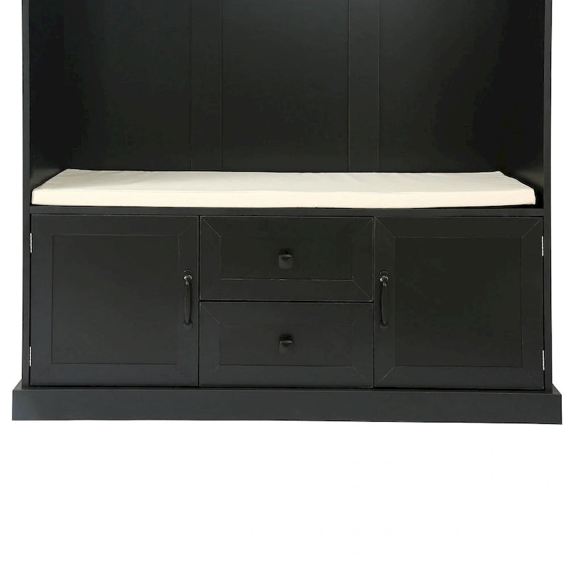 Porte-manteau d'entrée 3-en-1 avec 3 patères et banc de rangement - 120 l x 180 h x 40 P cm