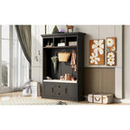 Porte-manteau d'entrée 3-en-1 avec 3 patères et banc de rangement - 120 l x 180 h x 40 P cm