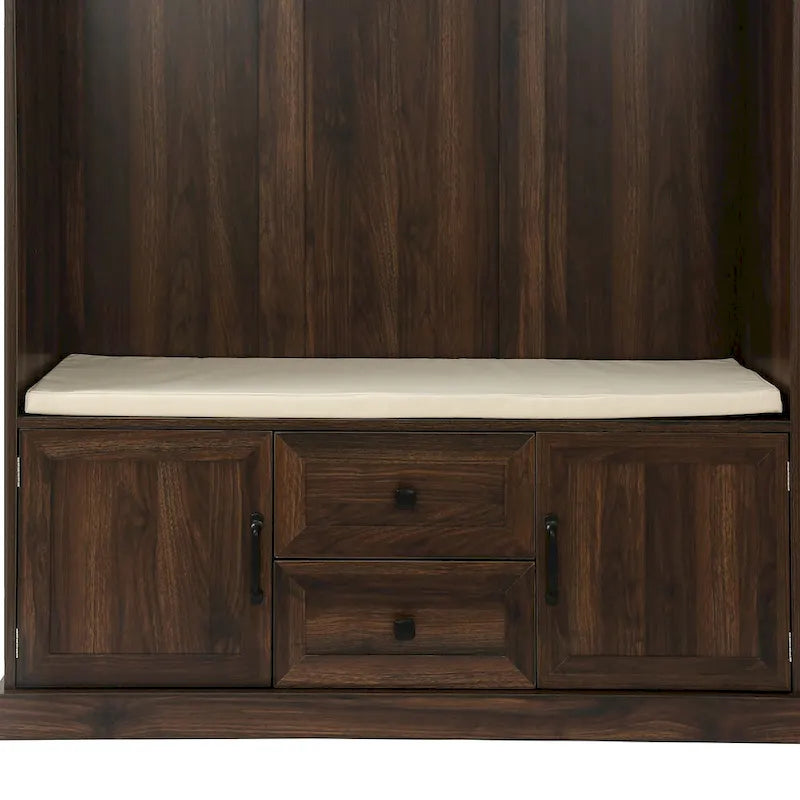 Porte-manteau d'entrée 3-en-1 avec 3 patères et banc de rangement - 120 l x 180 h x 40 P cm