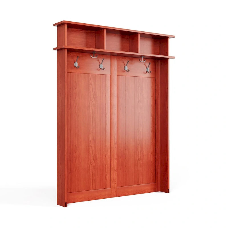 Meuble d'entrée en bois massif avec rangement à chaussures et 1 bac de rangement