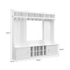 Porte-manteau d'entrée en bois autoportant 4-en-1 minimaliste avec plusieurs espaces de rangement