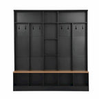 Meuble d'entrée large avec banc de rangement - Meuble à chaussures minimaliste, rangements cubiques, 8 crochets