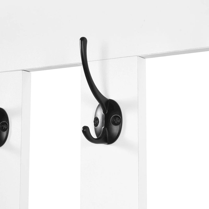 39,3Lx70,8H Meuble d'entrée avec banc de rangement rembourré, meuble à chaussures multifonctionnel pour couloir, panneau perforé, porte-manteau, 4 crochets
