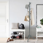 Porte-manteau en bois avec 8 patères réglables en hauteur